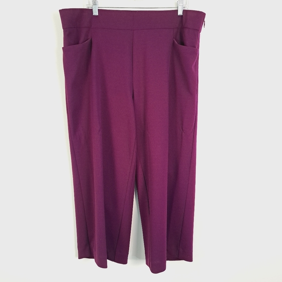 Torrid Pull On Stretch Wide Leg Crop Pants In Plum - Picture 2 of 10